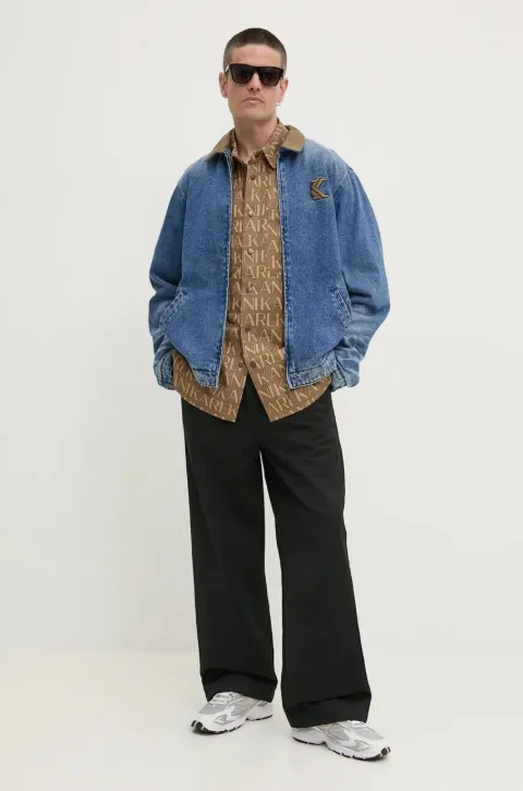karl kani embroidered-logo denim jacket