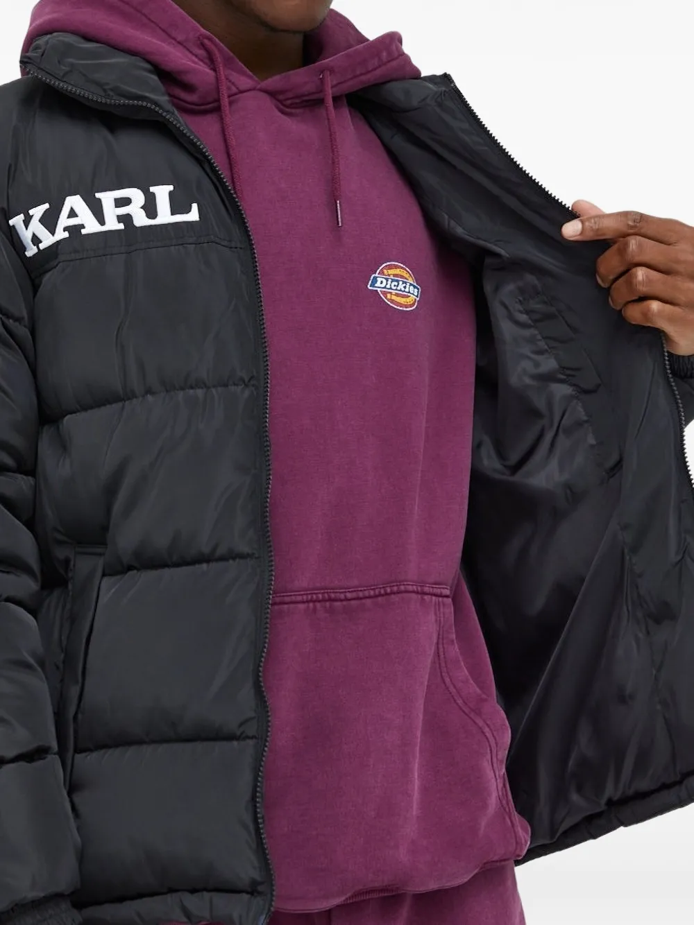 karl kani logo-plaque padded jacket Zwart