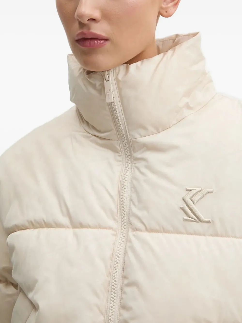 Karl Kani Quilted Logo-embroidered Puffer Jacket In Neutral
