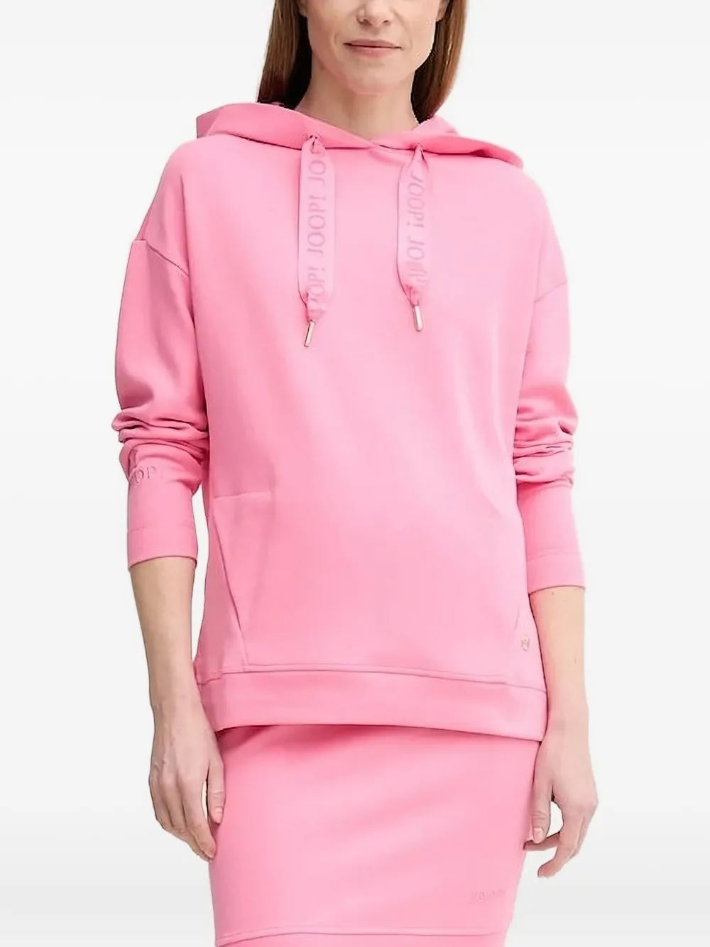Joop Logo-detail Drawstring Hoodie In Pink