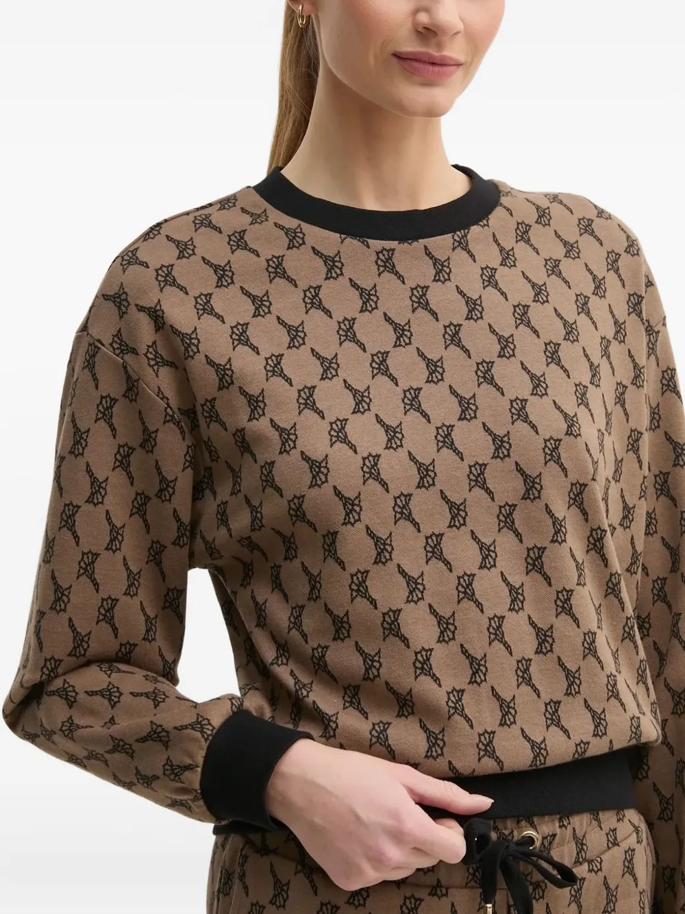 Joop! Sweater met monogramprint Bruin