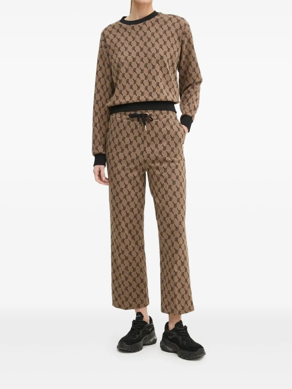 Joop! Sweater met monogramprint Bruin