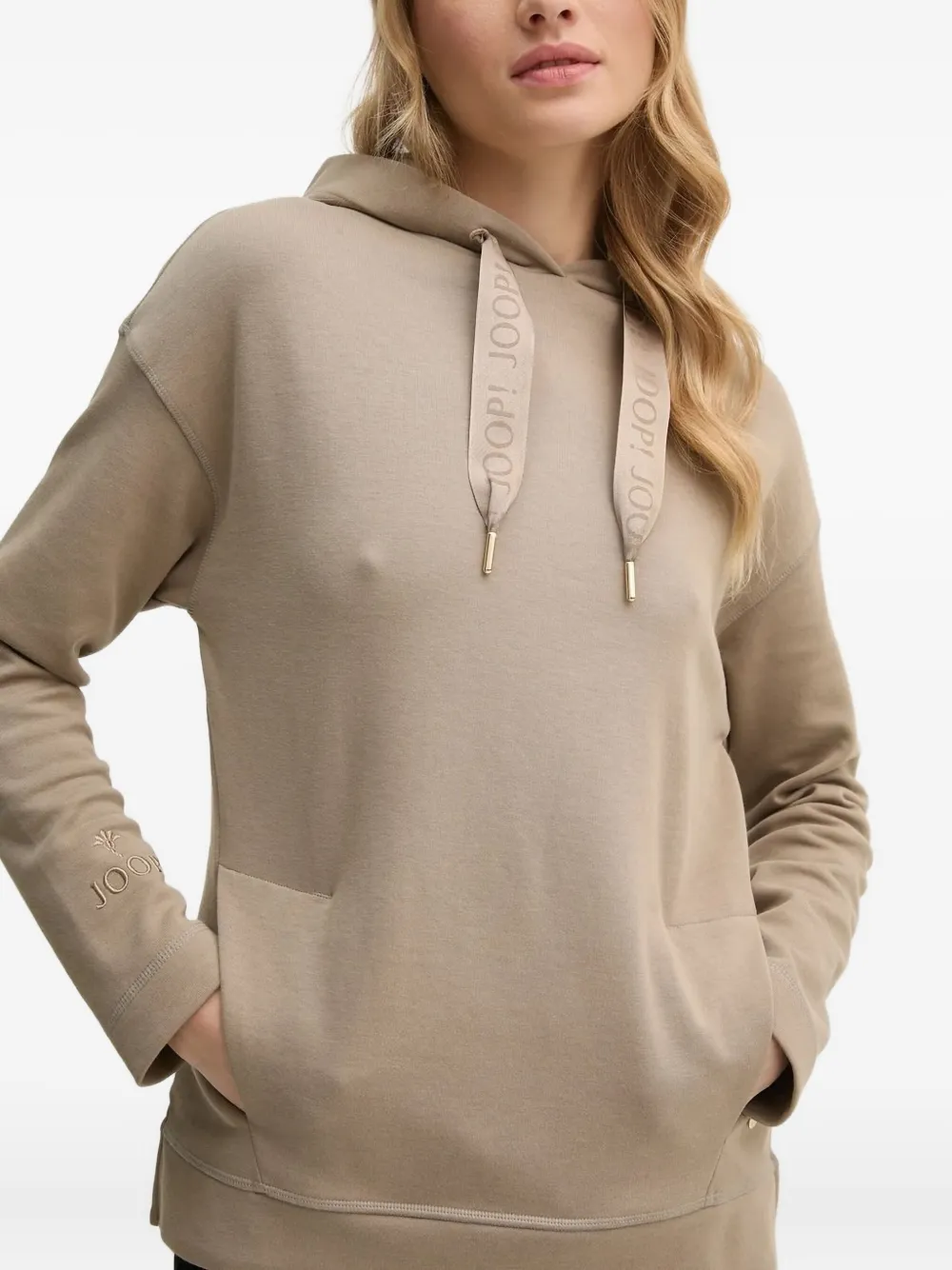 Joop! Hoodie met logodetail Beige