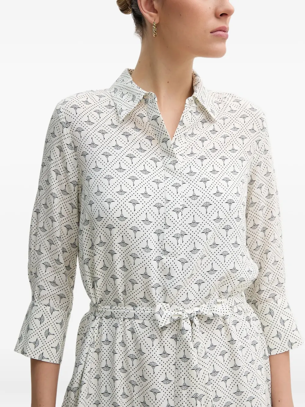 Joop Floral-print Belted Shirt Dress In White