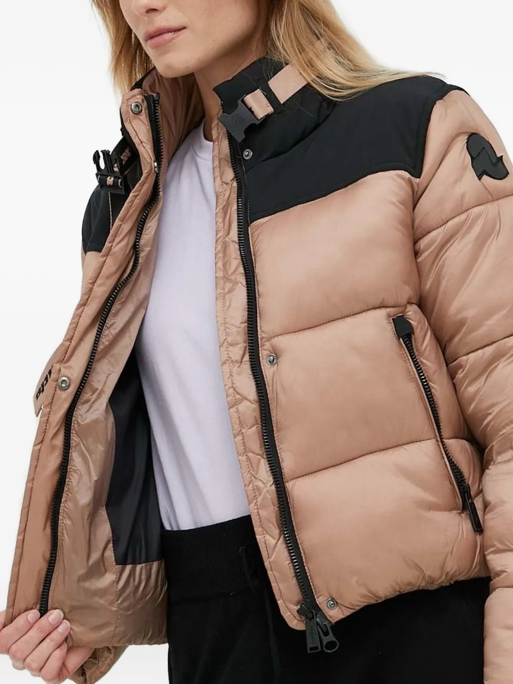 Invicta Colour-block Puffer Jacket In Brown