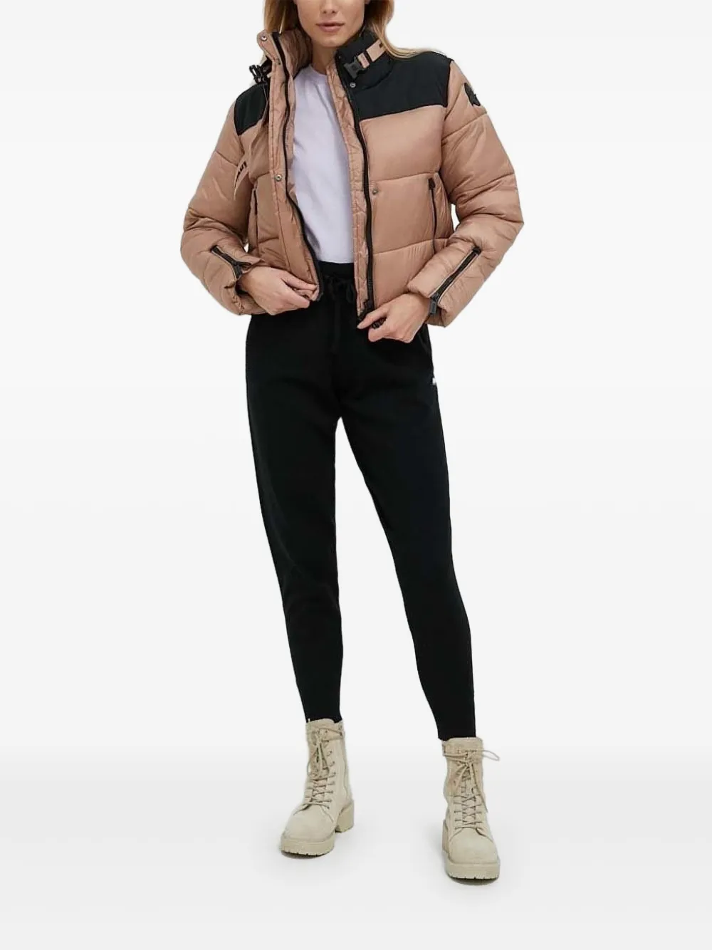 Invicta Colour-block Puffer Jacket In Brown