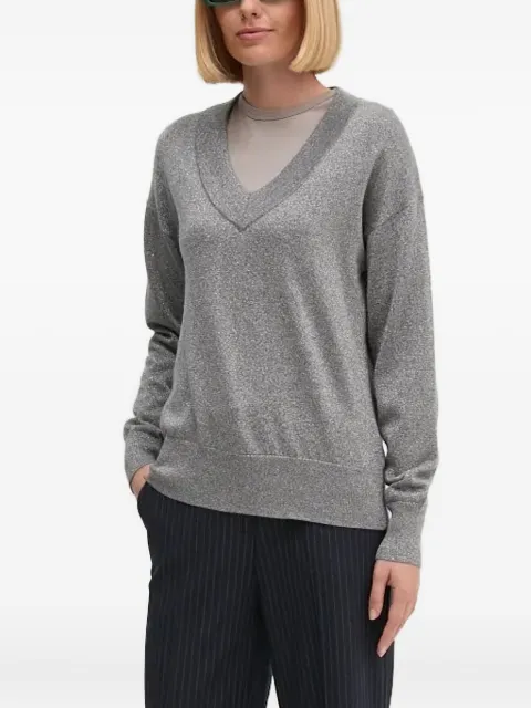 Joop! metallic-effect v-neck jumper