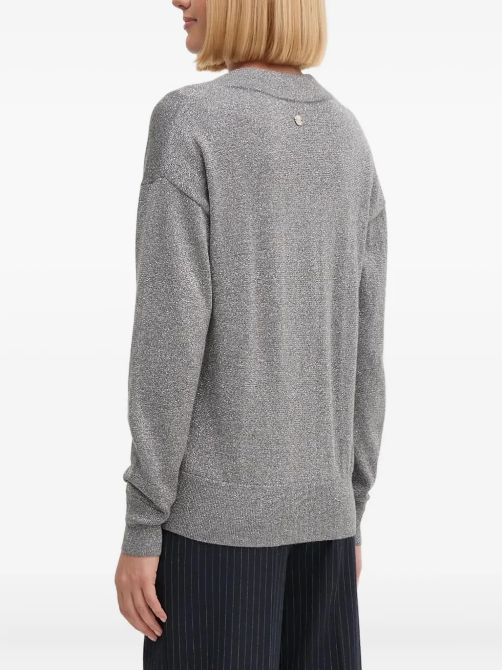Joop! Trui met metallic-effect en V-hals Grijs