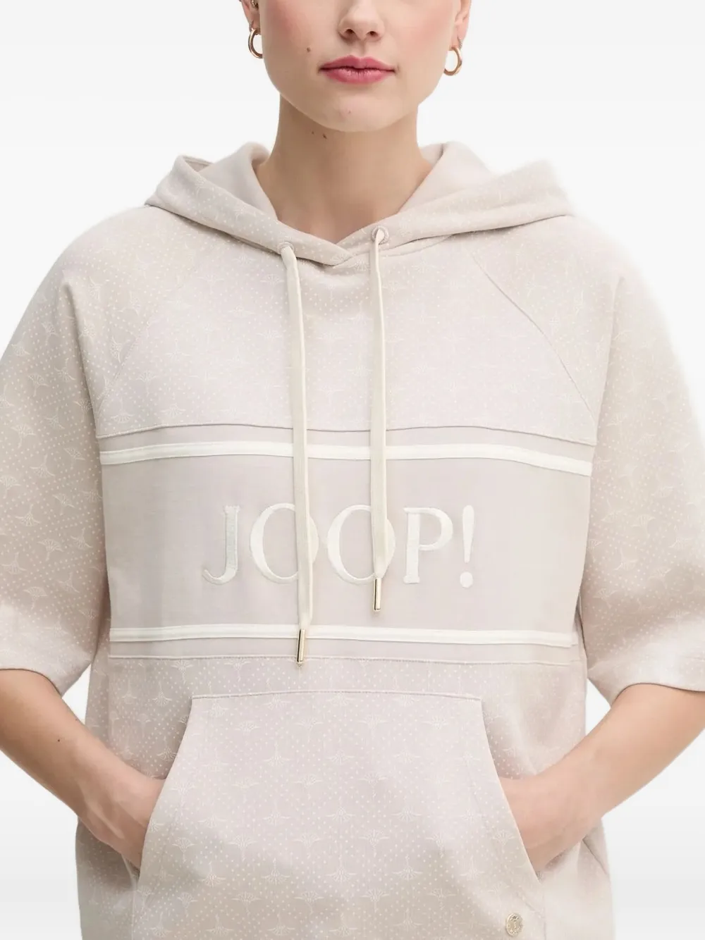 Joop! short-sleeve logo-detail hoodie Beige