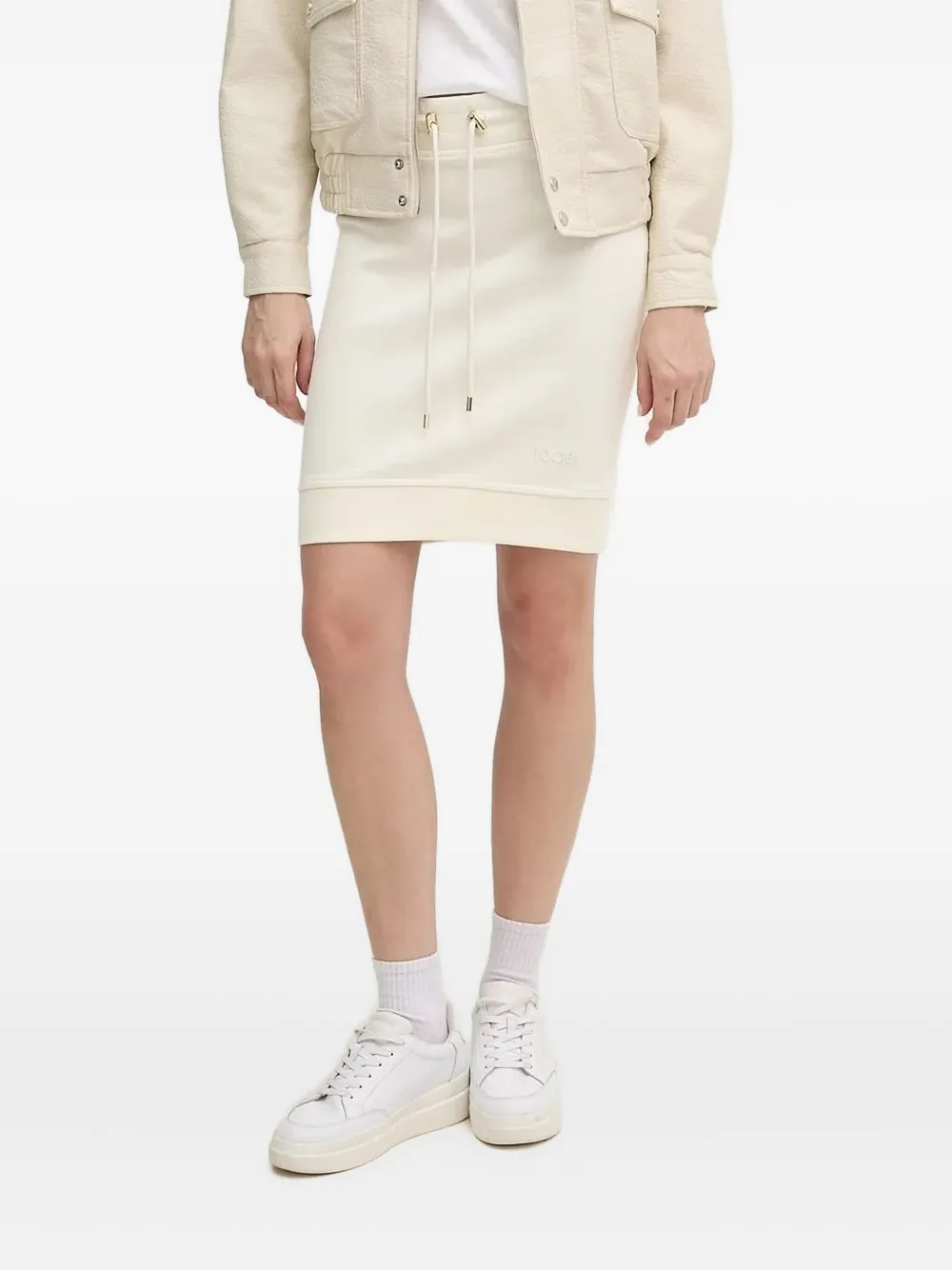 Joop! drawstring-waistband mini skirt Wit