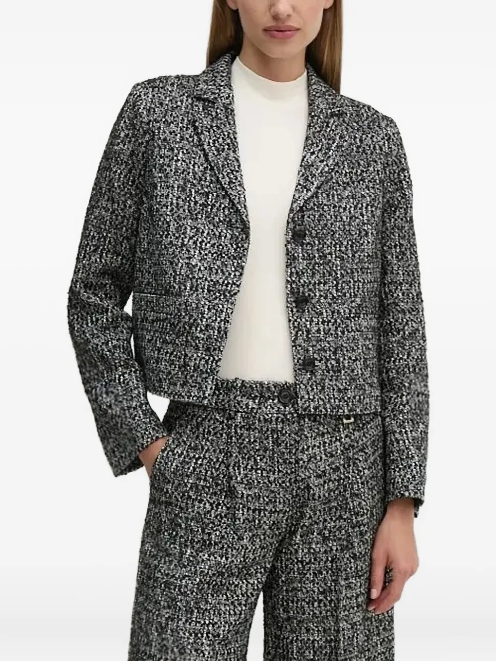 Joop Notched-lapels Tweed Jacket In Black