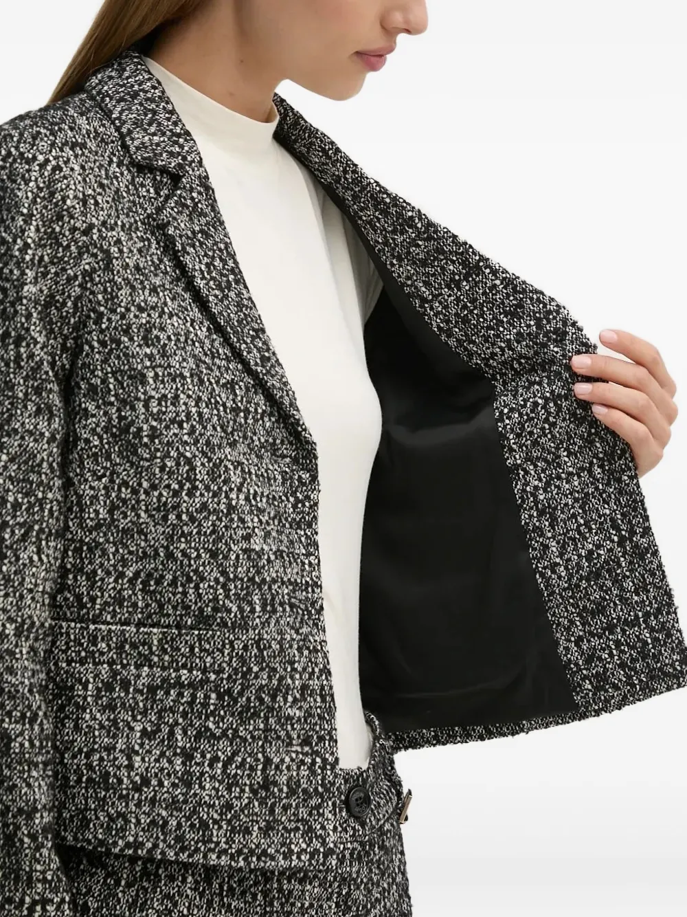 Joop Notched-lapels Tweed Jacket In Black
