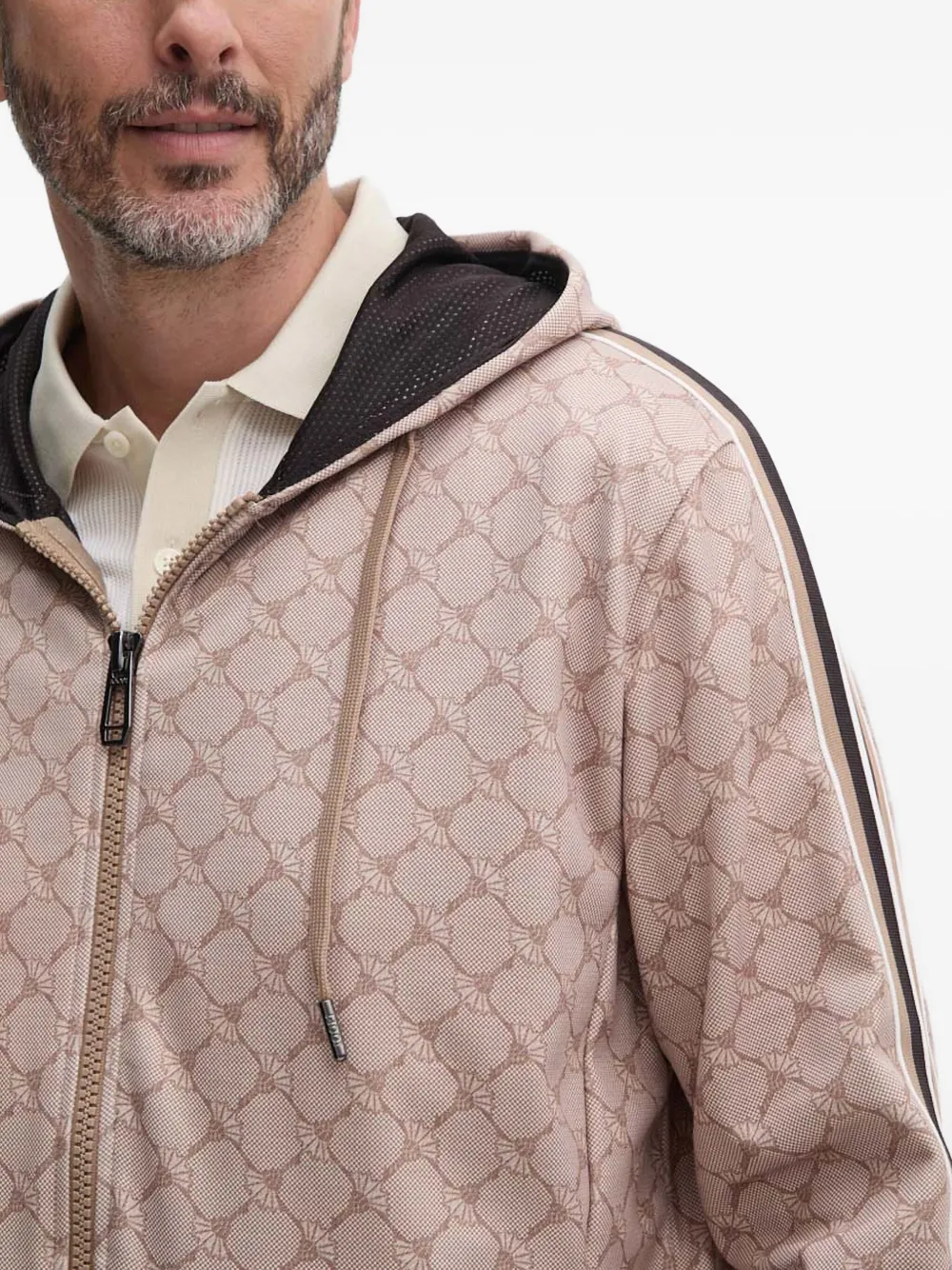 Joop Tristan Logo-pattern Zip-up Hoodie In Neutral