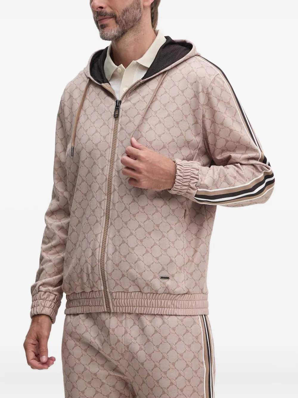 Joop! Tristan logo-pattern zip-up hoodie | Neutrals | Image 1