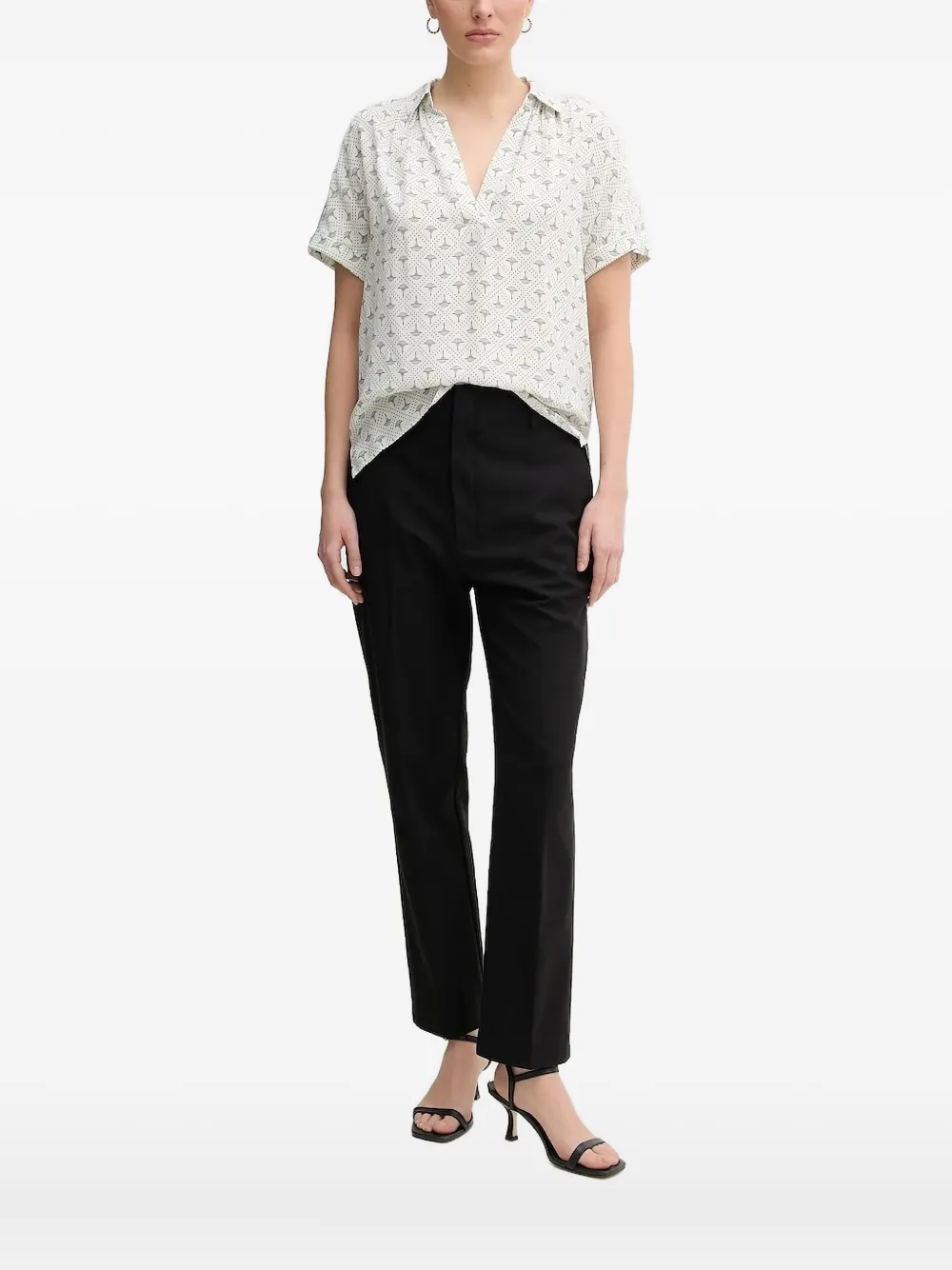 Joop Floral-print Short-sleeve Blouse In White