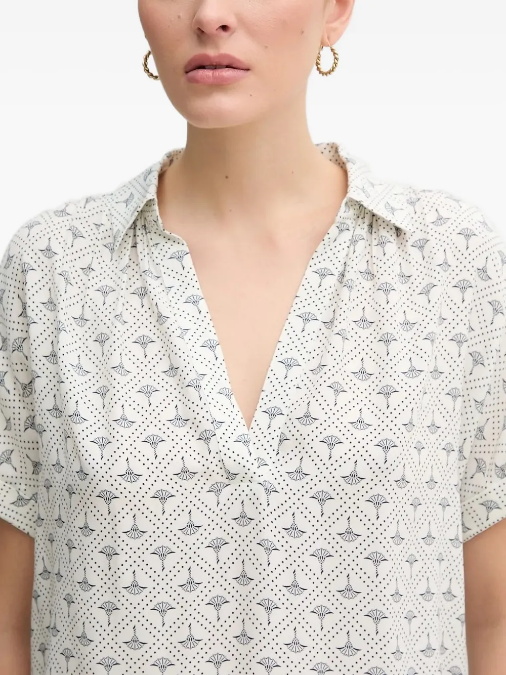 Joop! floral-print short-sleeve blouse Wit