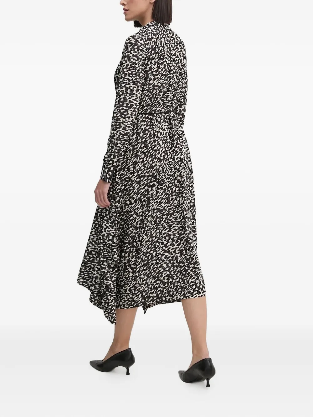 Joop! abstract-print midi dress - Zwart
