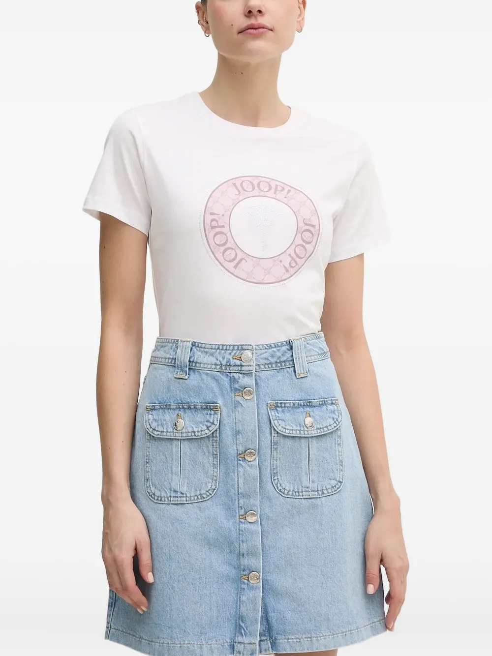 Joop! Rosa button-fastening denim mini skirt Blauw