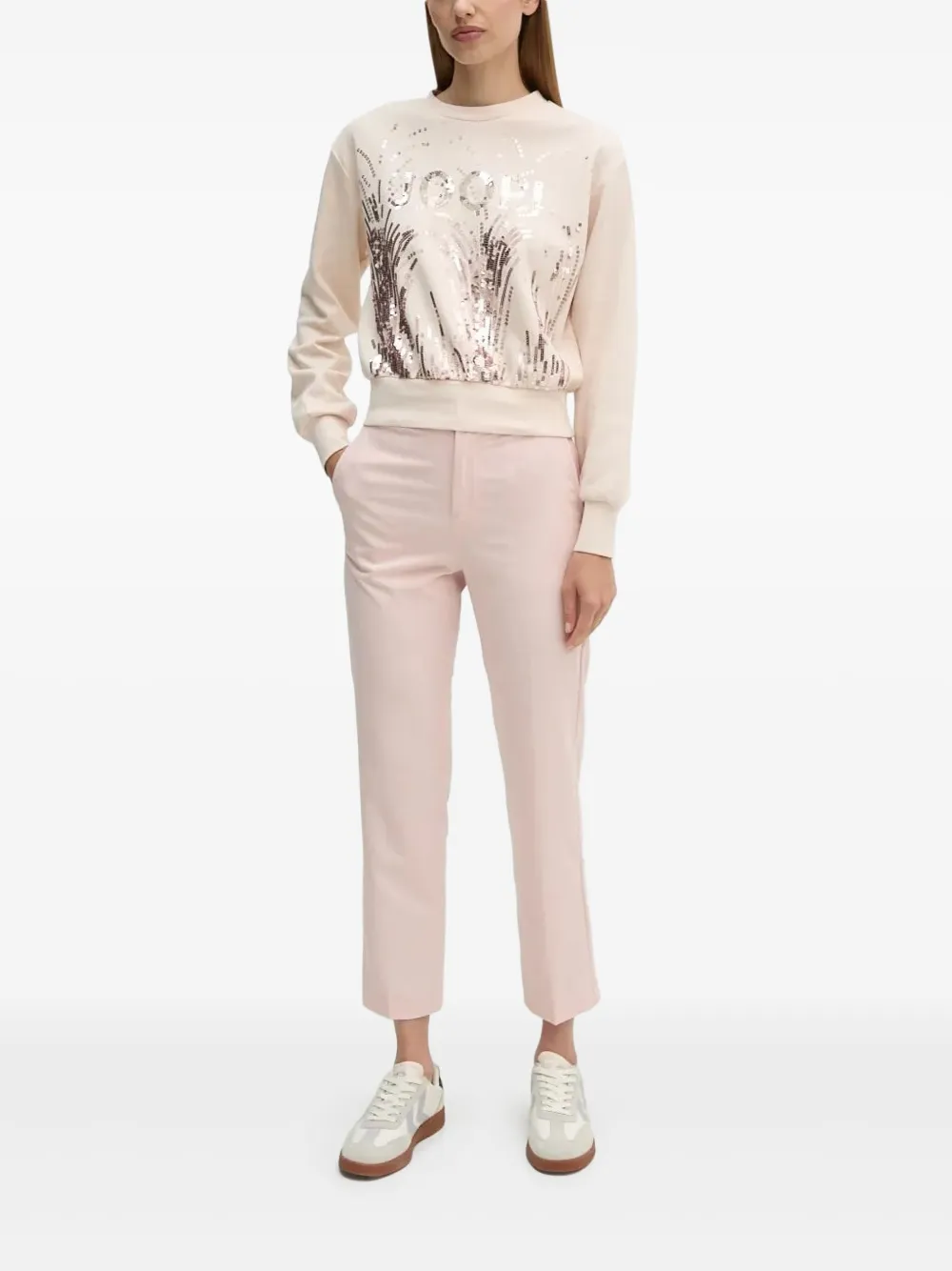 Joop! sequin-embellished crew-neck sweater Roze