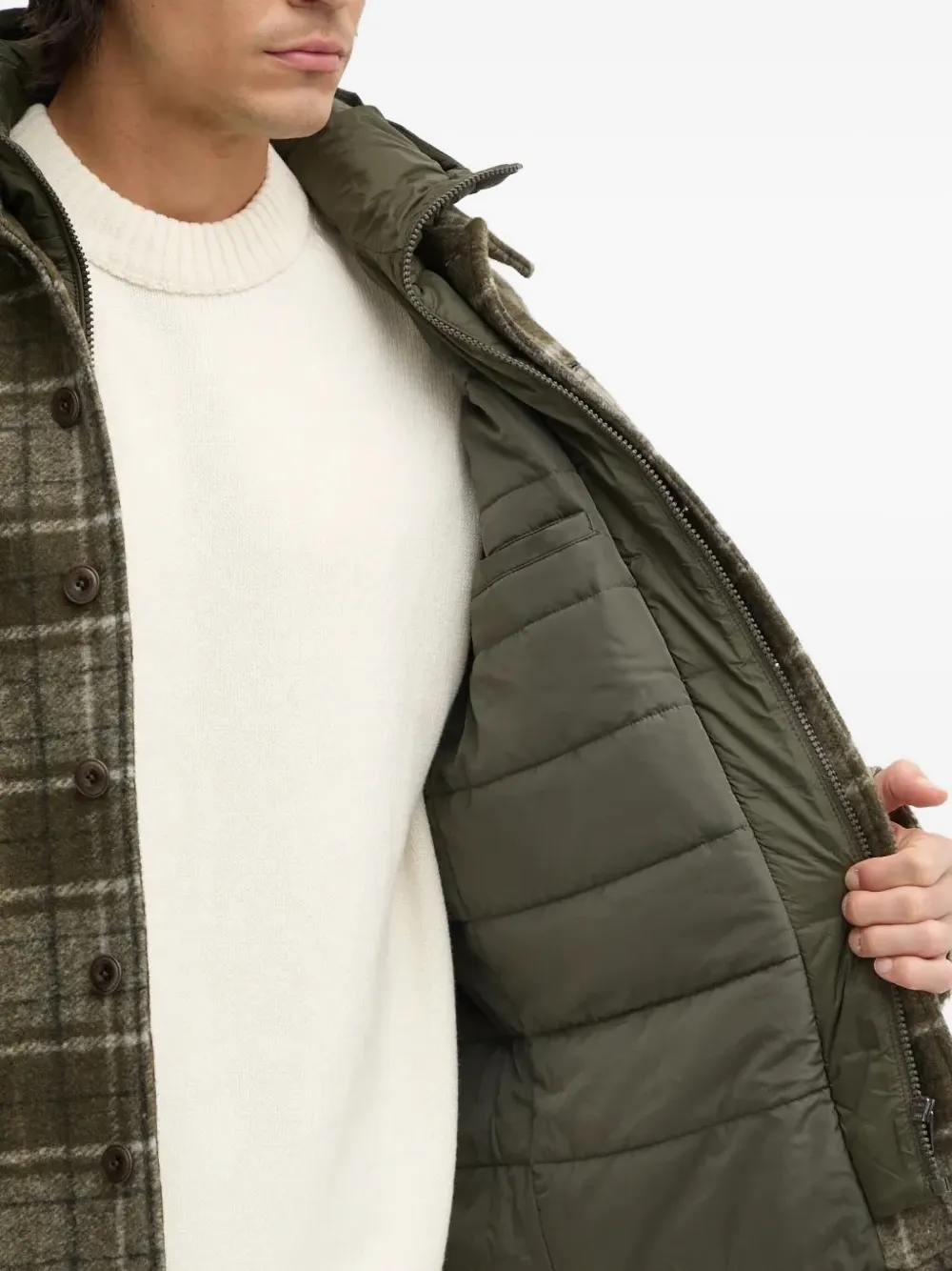 Joop! Geruit jack met capuchon Groen