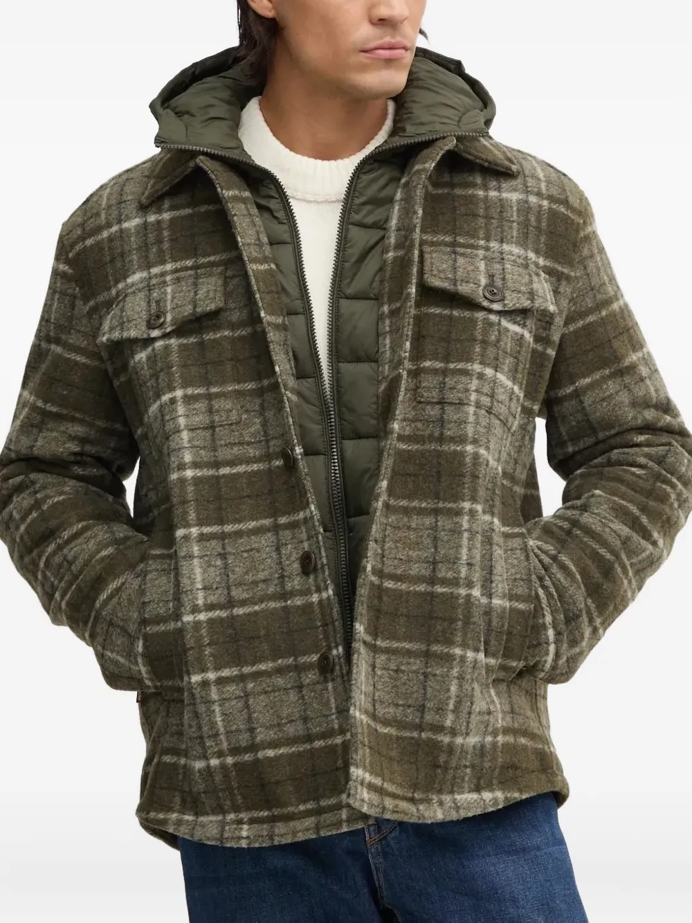 Joop! Geruit jack met capuchon Groen