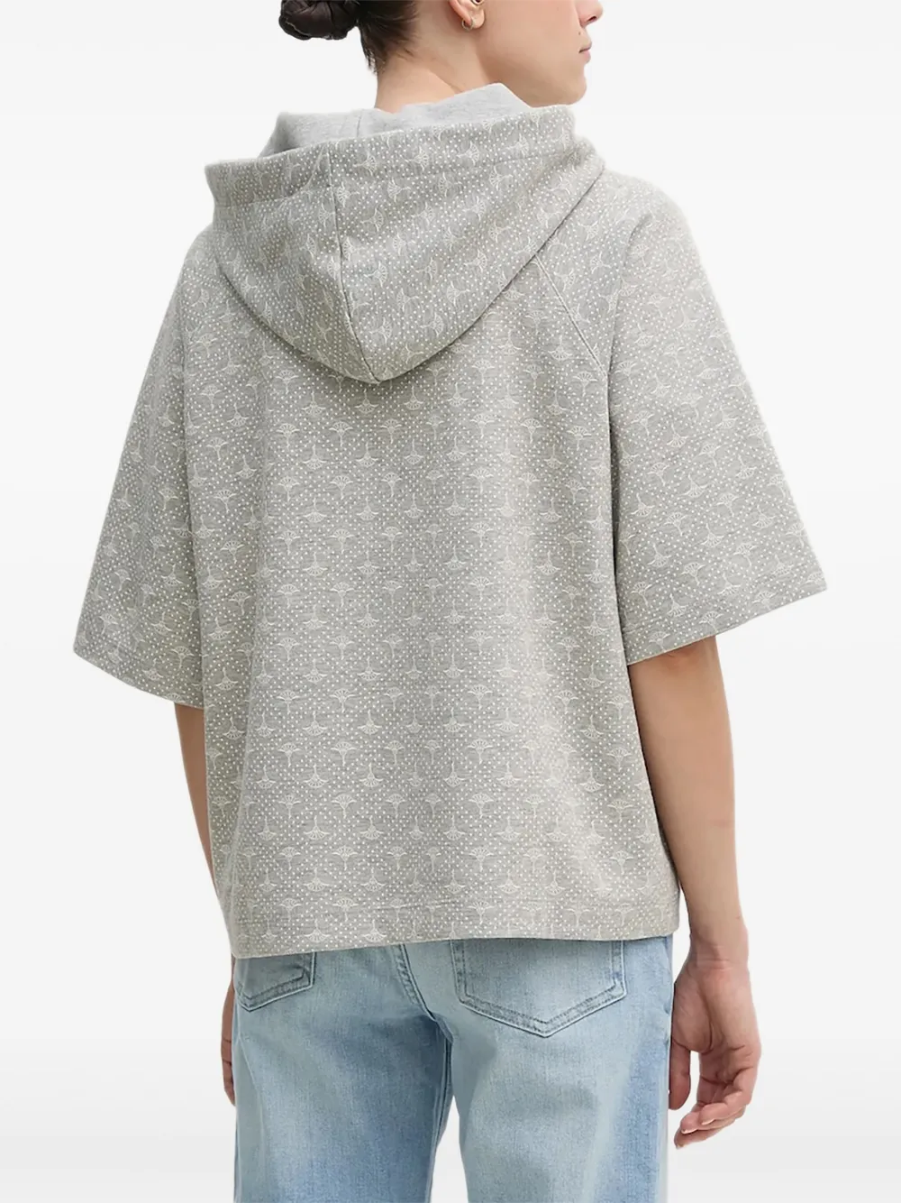 Joop! Hoodie met korte mouwen en logodetail - Grijs