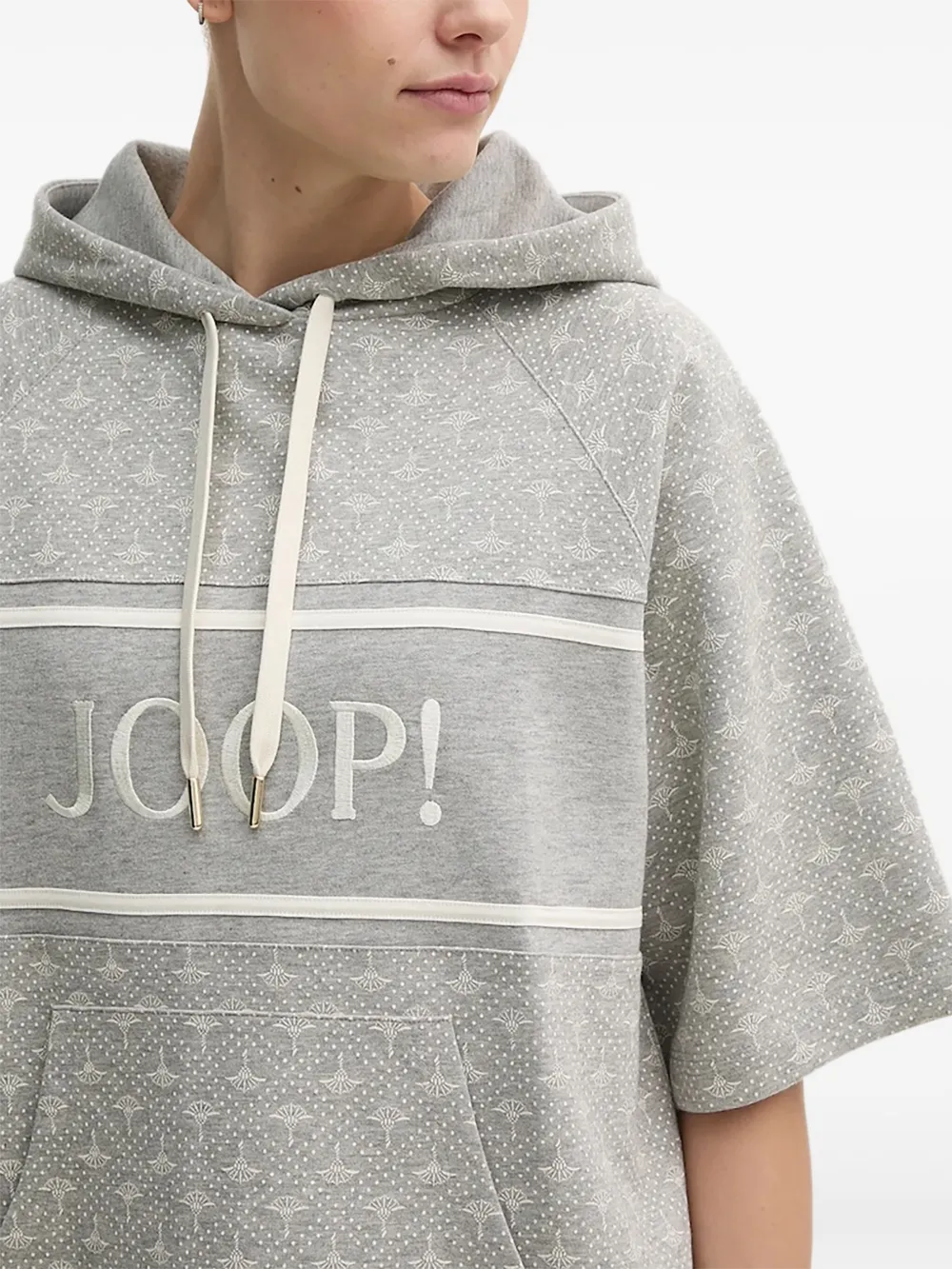 Joop! Hoodie met korte mouwen en logodetail Grijs