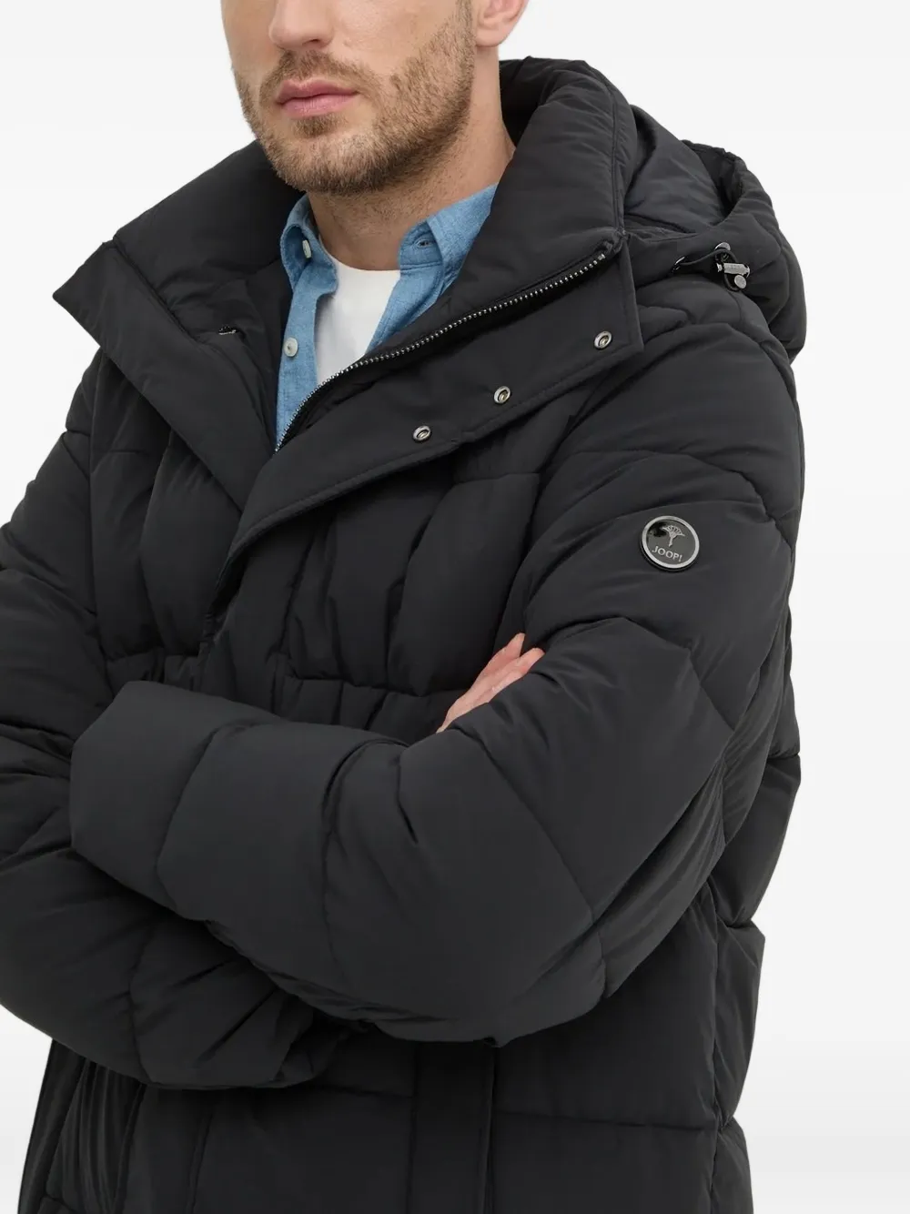 Joop Hooded Padded Coat In Blue