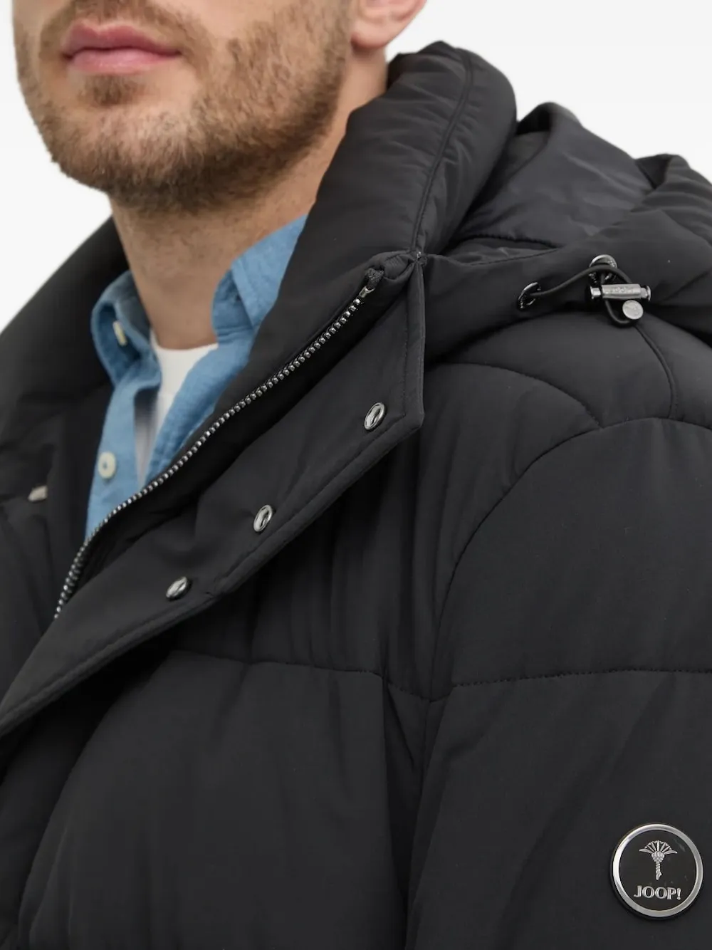 Joop Hooded Padded Coat In Blue