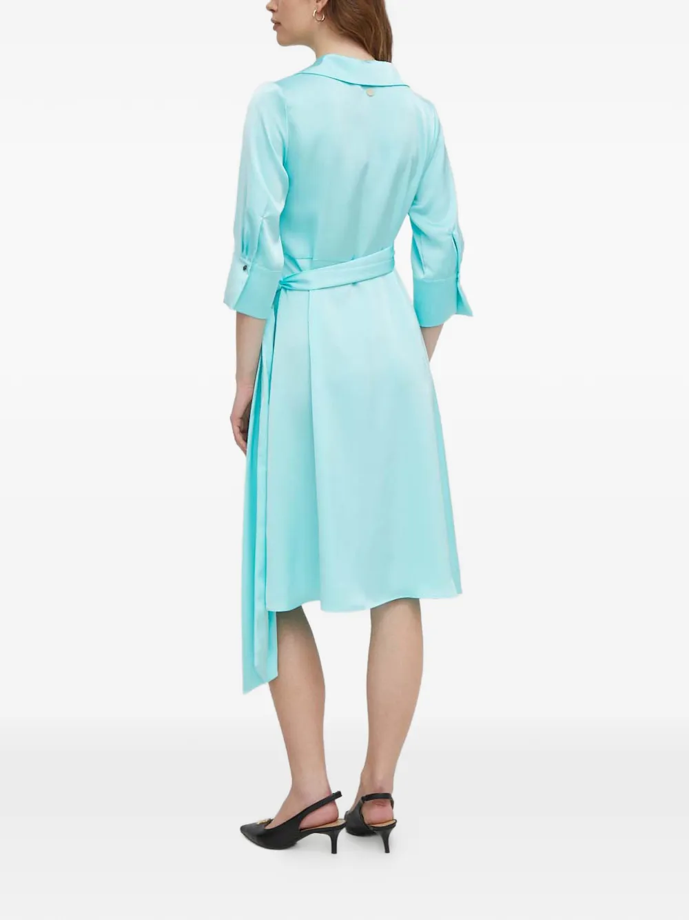 Joop! Gestrikte jurk met V-hals Blauw