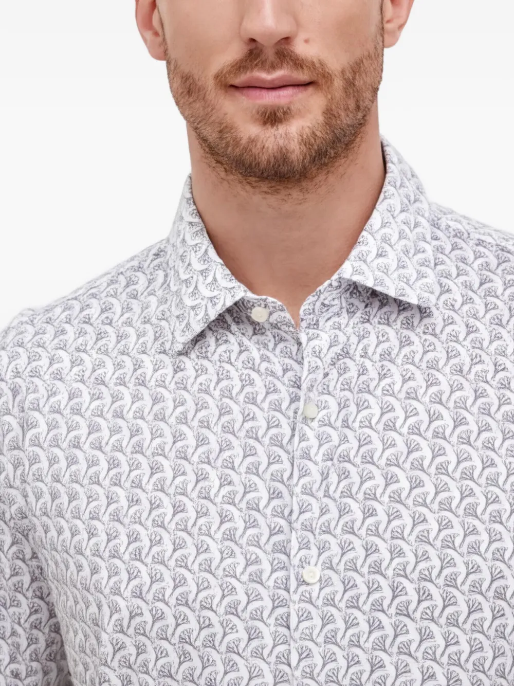 Joop! Overhemd met bloemenprint Wit