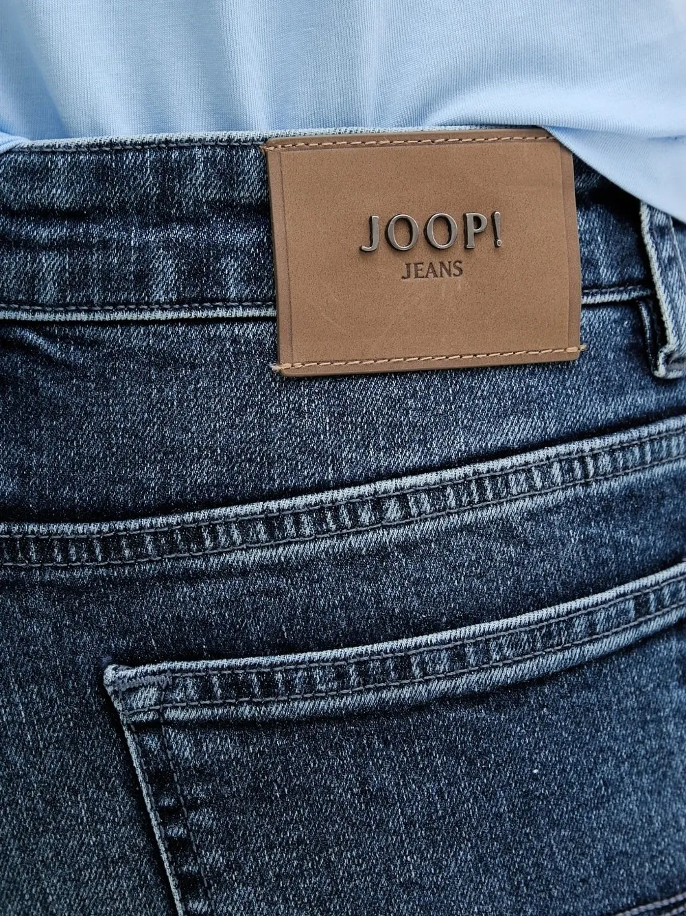 Joop! Jeans met leren patch Blauw