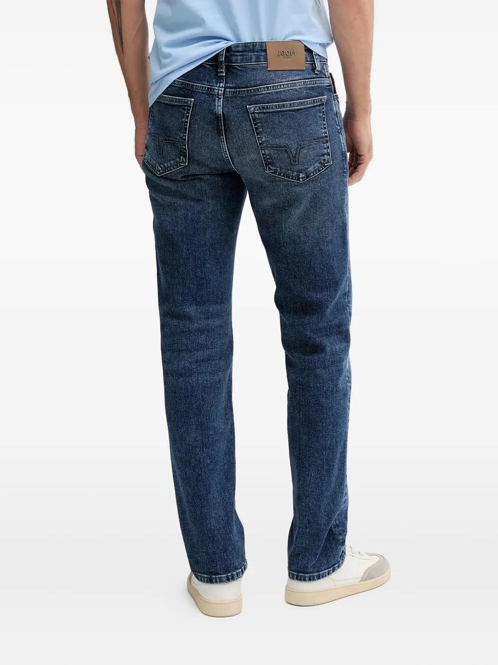 Joop! Jeans met leren patch Blauw