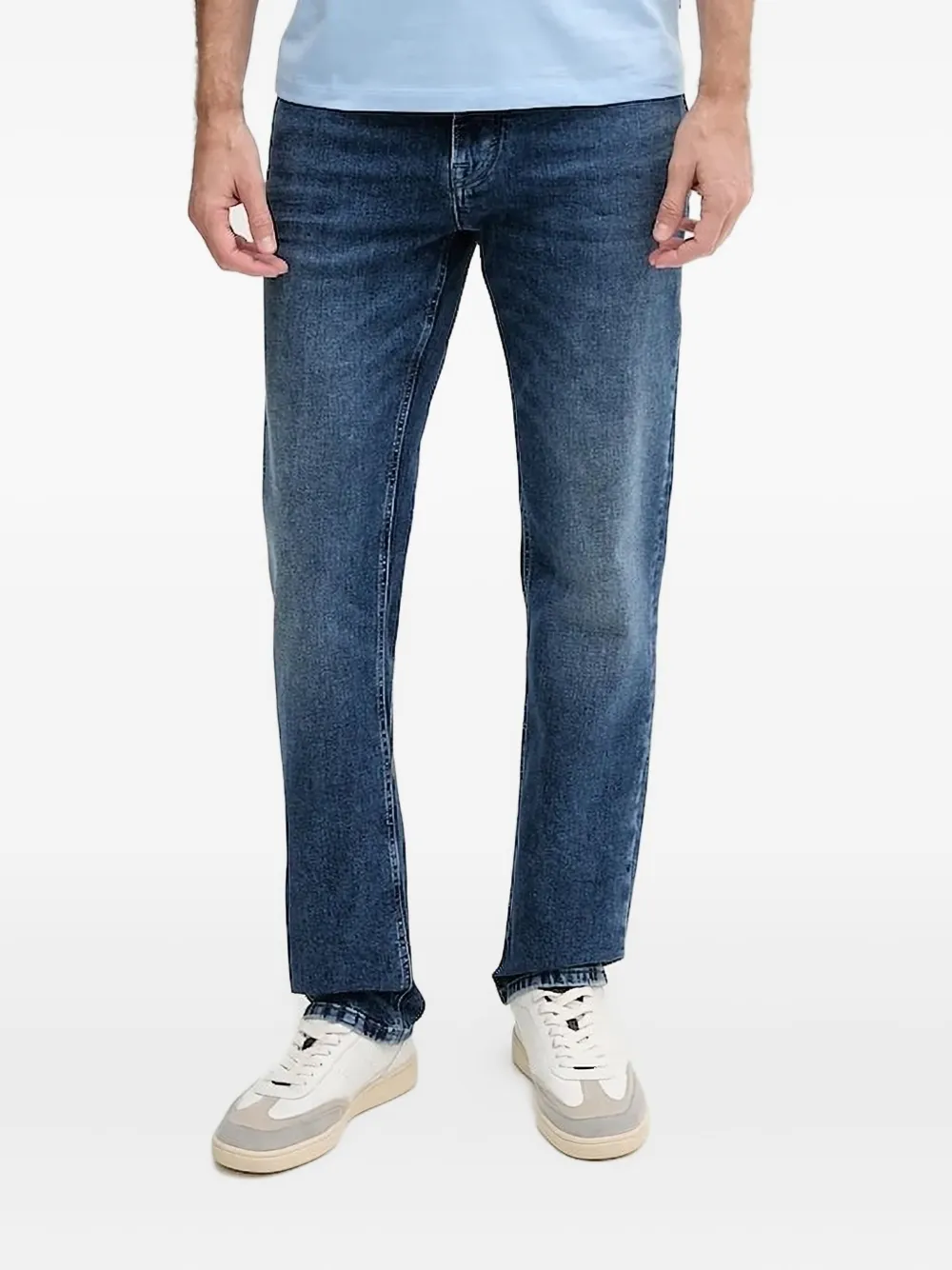 Joop! Jeans met leren patch Blauw