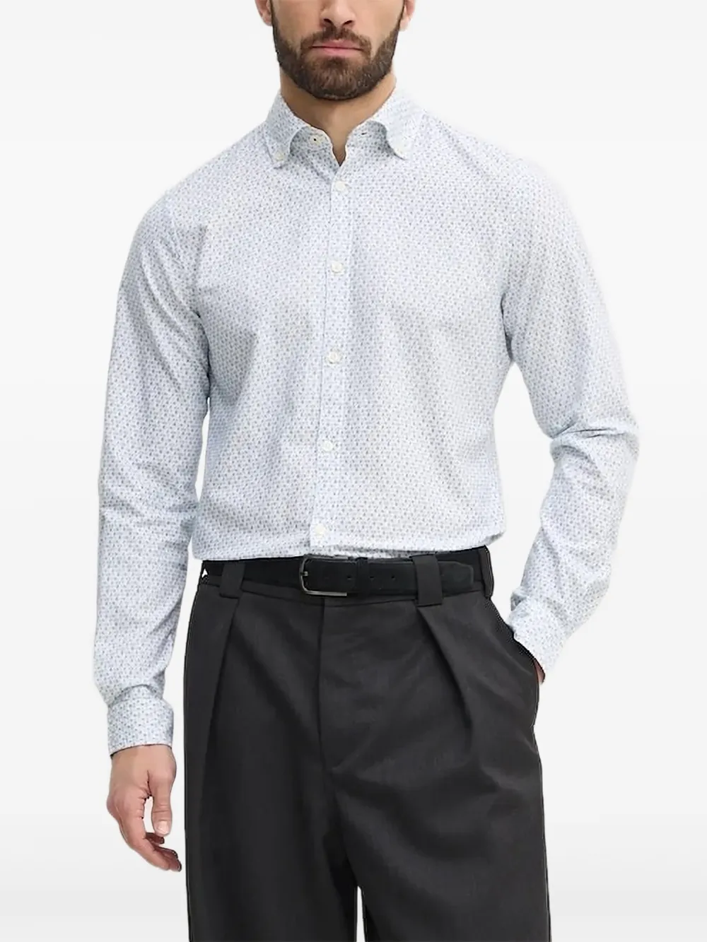 Joop! logo-print long-sleeve shirt Blauw