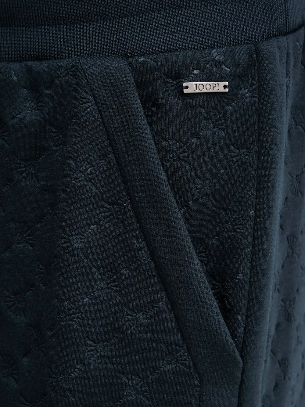 Joop! Gewatteerde broek met logoplakkaat Blauw