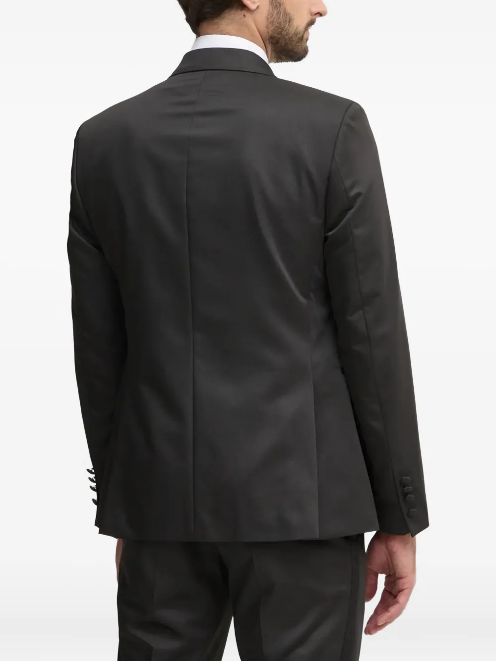 Joop Double-breasted Patterned Suit In Black