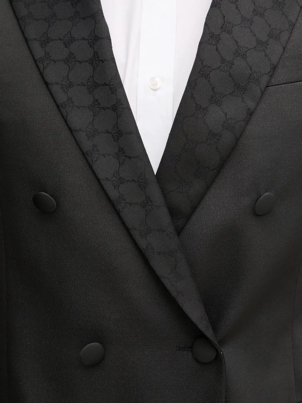 Joop Double-breasted Patterned Suit In Black