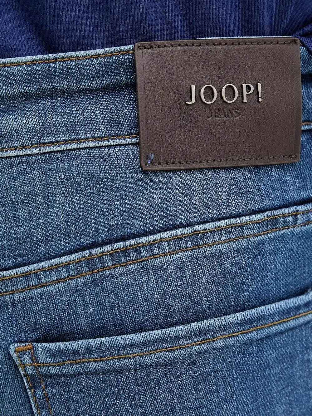 Joop! Jeans met leren patch Blauw