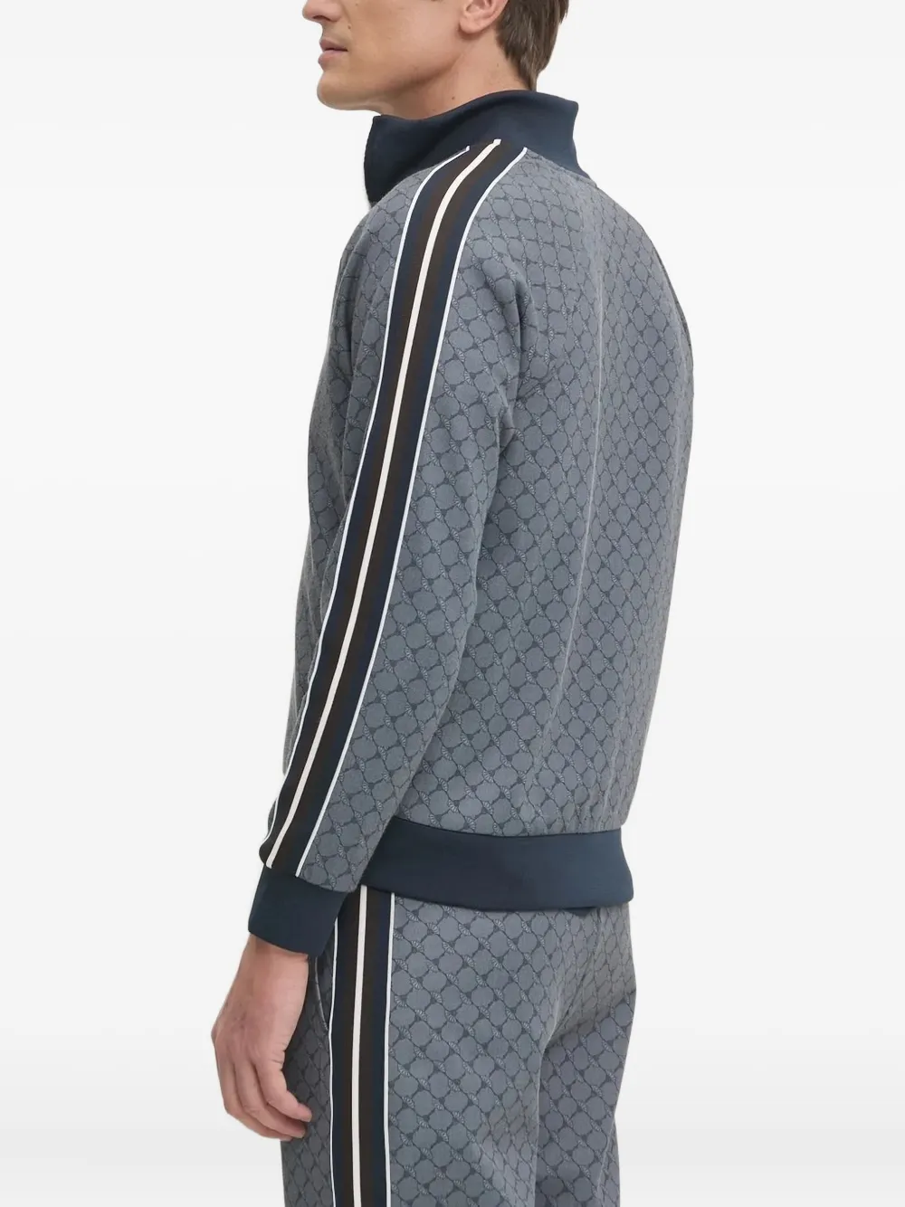 Joop! Tajan Cornflower monogram stripe-detail track top - Blauw