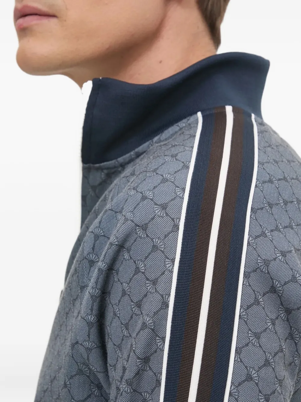 Joop Tajan Cornflower Monogram Stripe-detail Track Top In Gray
