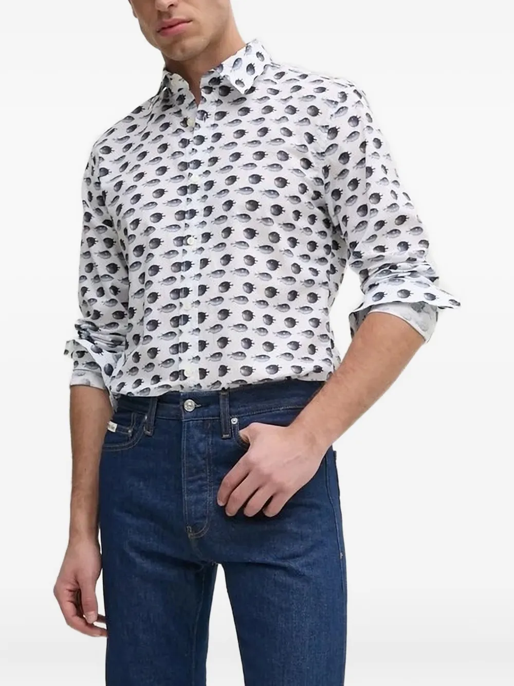 Joop Pufferfish-print Shirt In White
