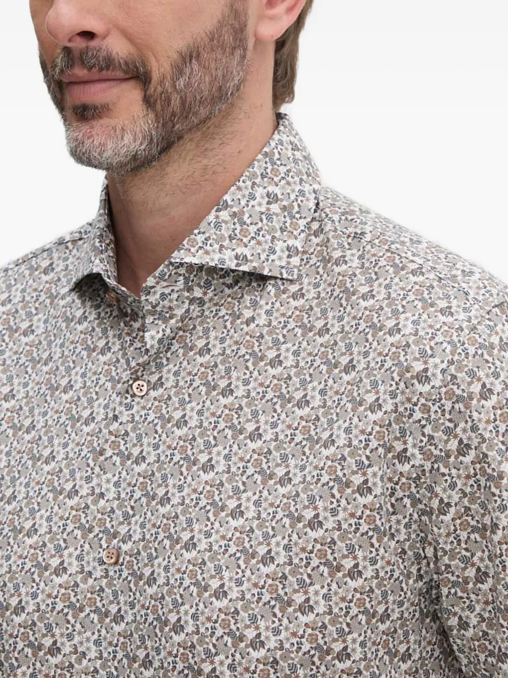 Joop! Overhemd met bloemenprint Beige