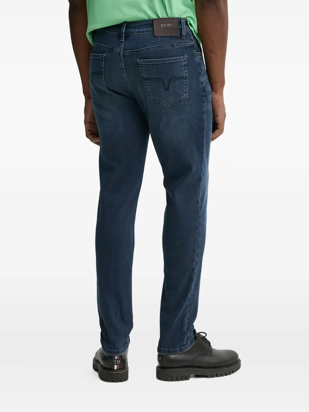 Joop Belt-loops Back-patch Jeans In Blue