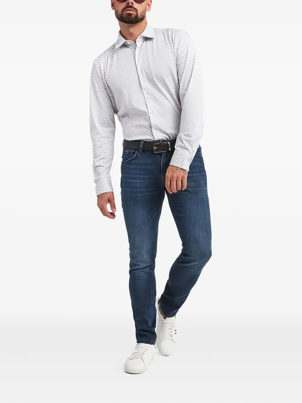 Joop! Overhemd met logoprint - Wit