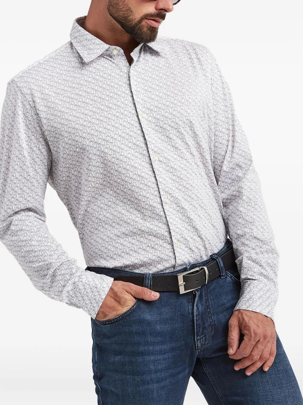 Joop! Overhemd met logoprint Wit