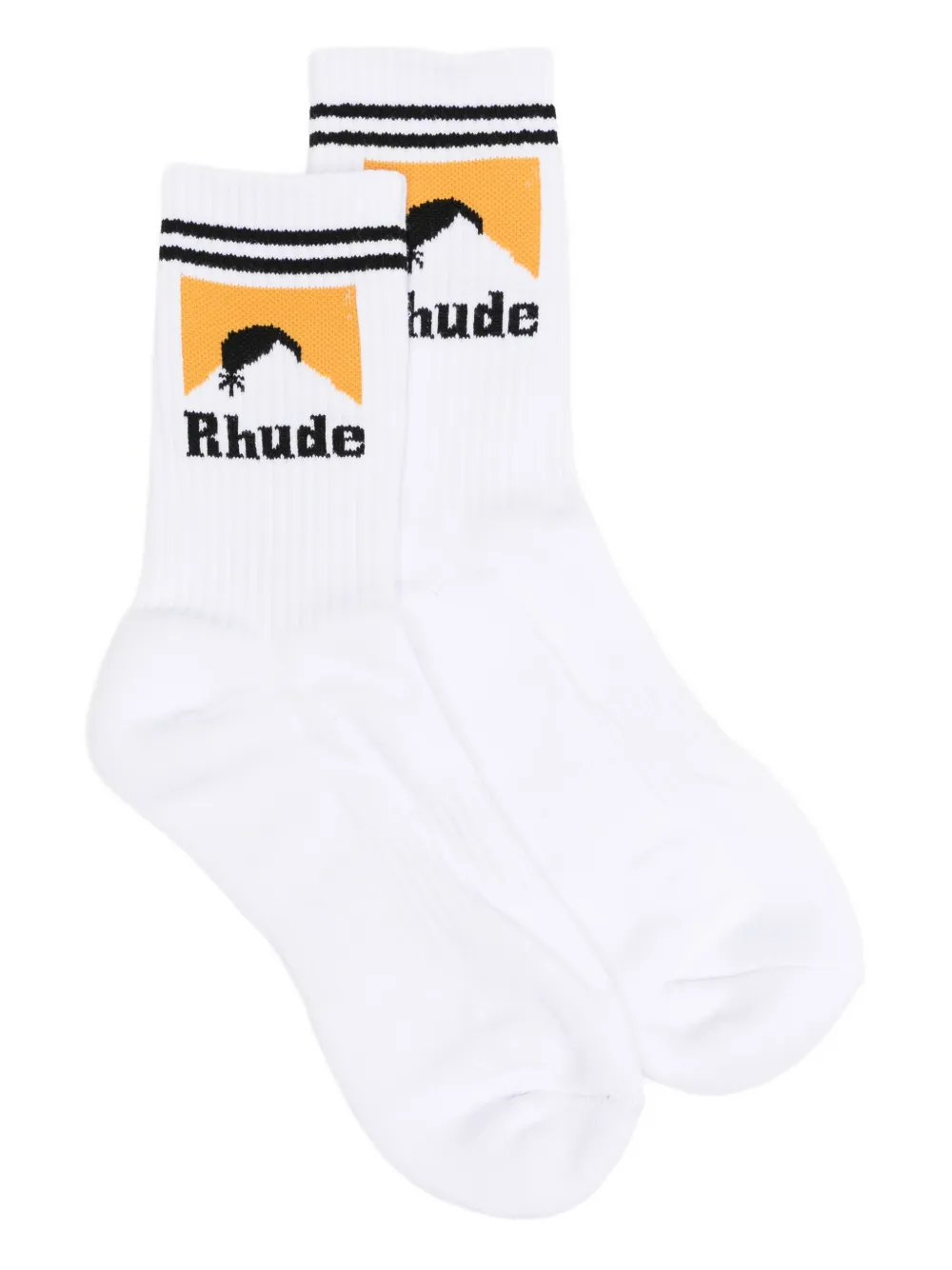 RHUDE intarsia-knit logo socks | White | Image 1