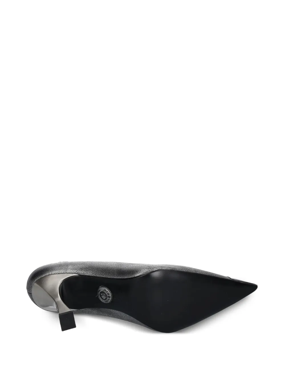 NEW ROCK 90mm skull-detail metallic pumps Silver