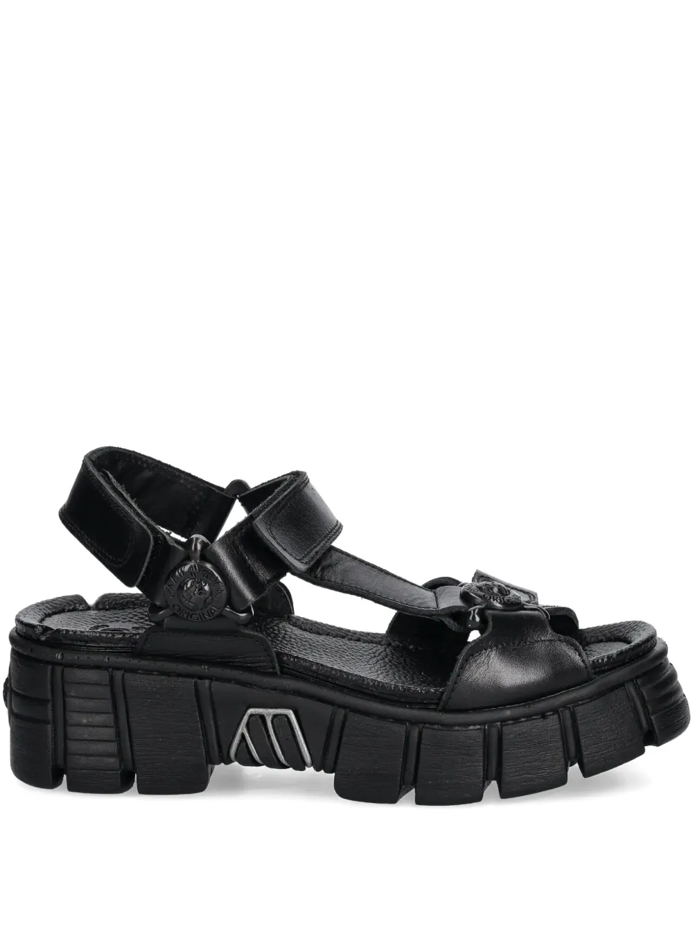 NEW ROCK touch-strap platform sandals Zwart