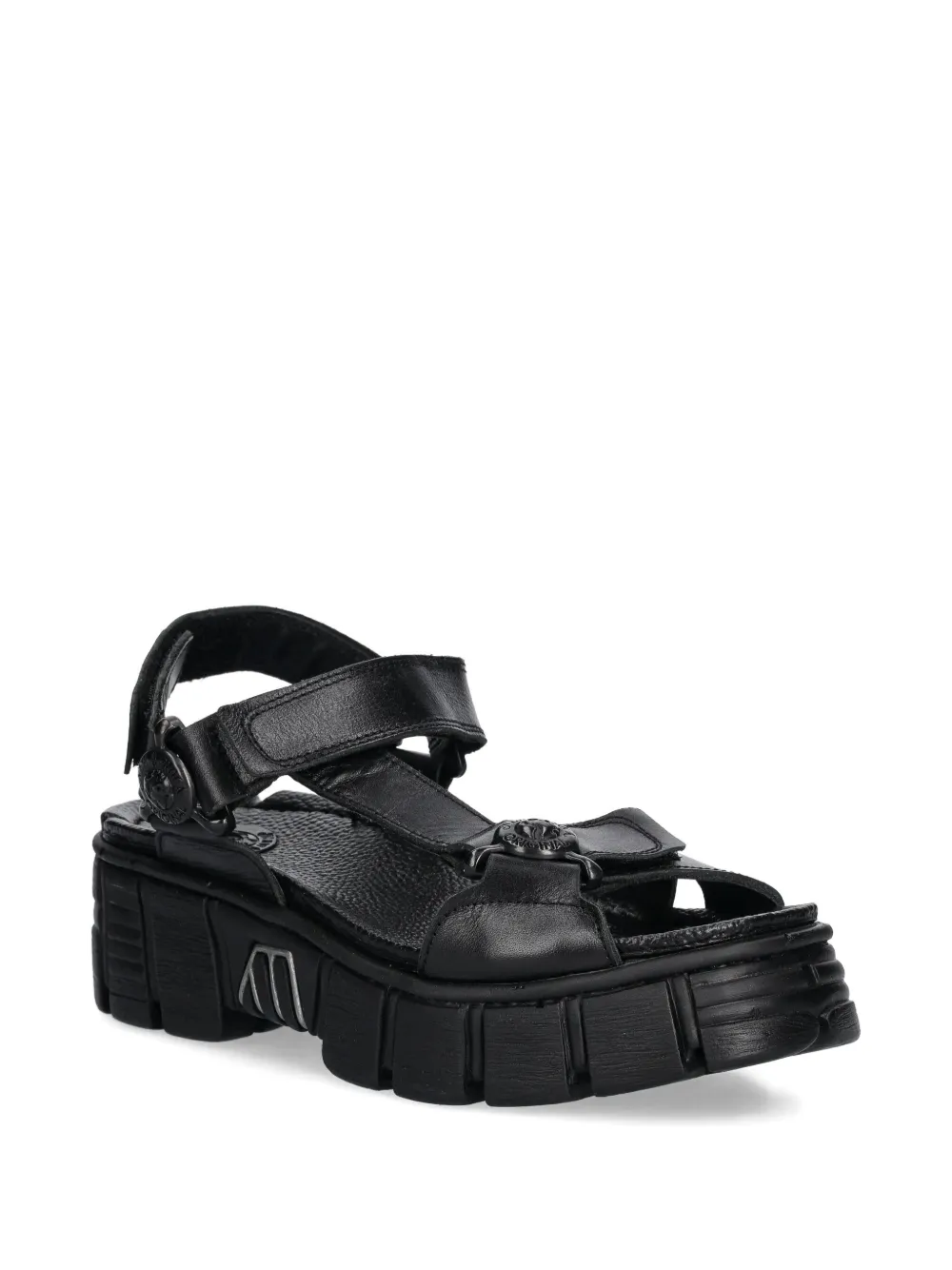 NEW ROCK touch-strap platform sandals Zwart